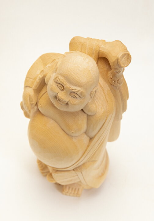 楽天市場】【総高21cm】布袋様 木彫り 置物 仕様：無垢 / 素材：桧 