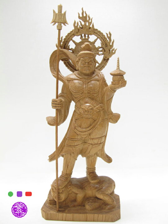 楽天市場】【総高26cm】毘沙門天 木彫り 仏像 置物 『仕様：無垢 