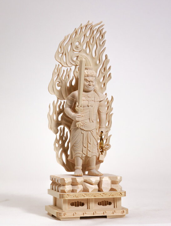 楽天市場】【総高21cm】不動明王 木彫 仏像 一刀彫 / 素材：桧（縁起物 