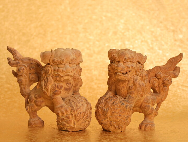 楽天市場】【総高16cm】狛犬・獅子 唐獅子 仏像 木彫り 一刀彫 / 素材 