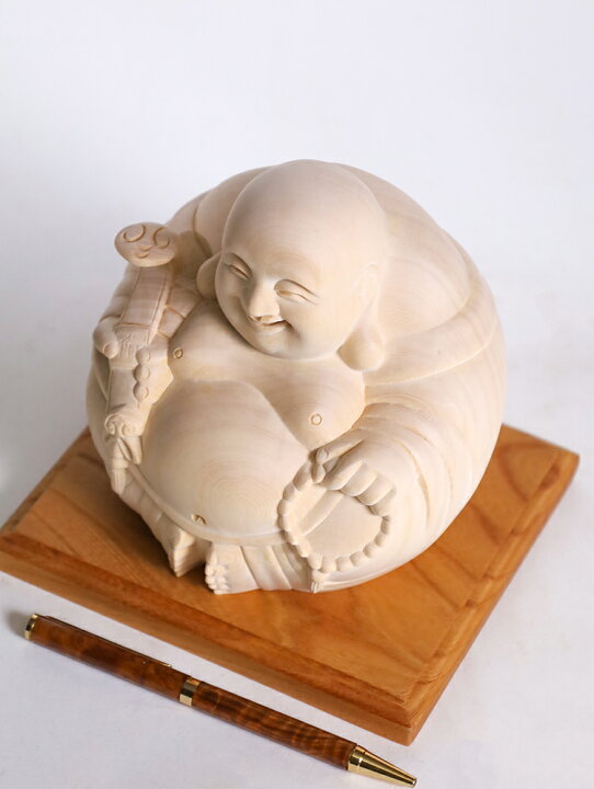 楽天市場】【高13cm】布袋様 木彫り 置物 一刀彫 / 素材：ひのき 
