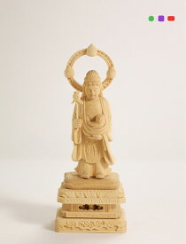 【総高15cm】鬼子母神 仏像 木彫り 一刀彫 / 素材：柘植（置物）