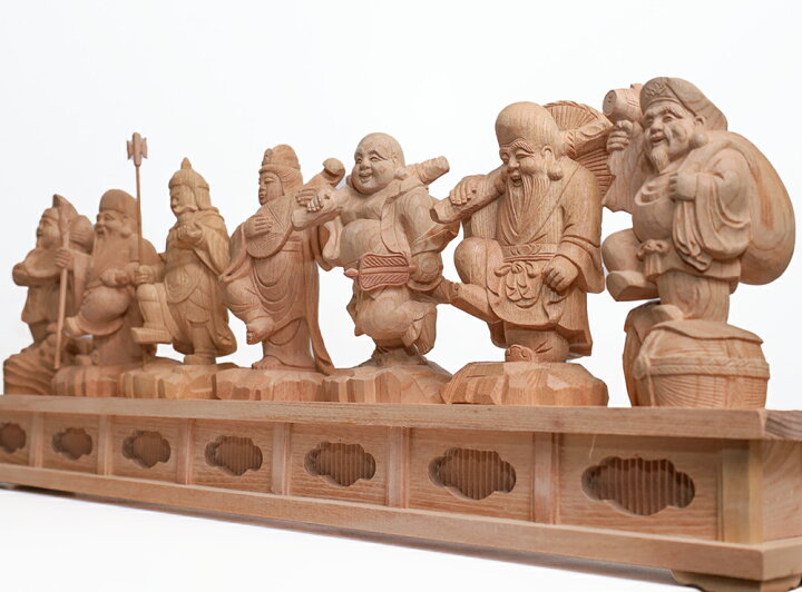 楽天市場】【横幅66cm】木彫り 七福神 置物 一刀彫 / 素材：けやき 