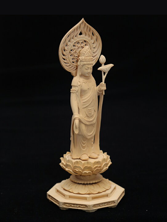 楽天市場】【総高21cm】観音菩薩 木彫り 仏像仕様：無垢 / 素材：柘植 
