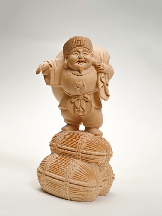 楽天市場】大黒天 木彫り 置物 仕様：無垢 / 素材：桧（木彫 縁起物 