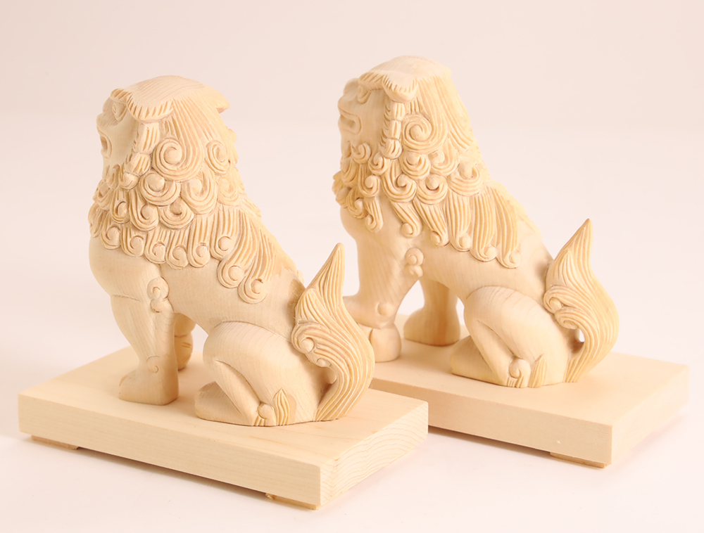 楽天市場総高狛犬・獅子 木彫り 仏像 一刀彫 / 素材：桧