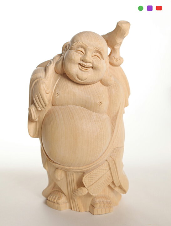 楽天市場】【総高21cm】布袋様 木彫り 置物 仕様：無垢 / 素材：桧 