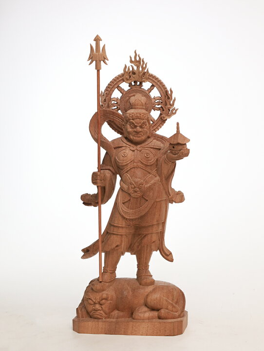 楽天市場】【総高27cm】毘沙門天 木彫り 仏像 置物 『仕様：無垢 