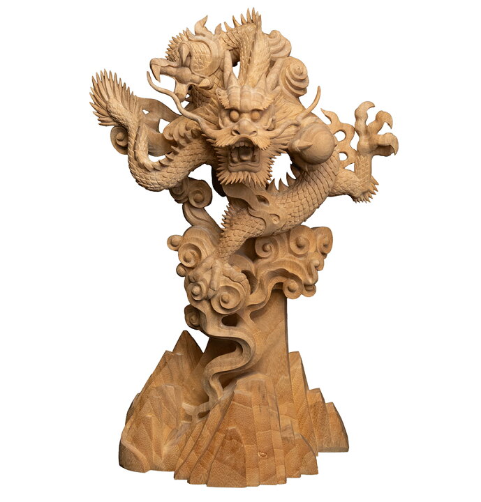 楽天市場】龍 木彫り 置物 一刀彫 / 素材：楠（木彫,竜,縁起物,木 