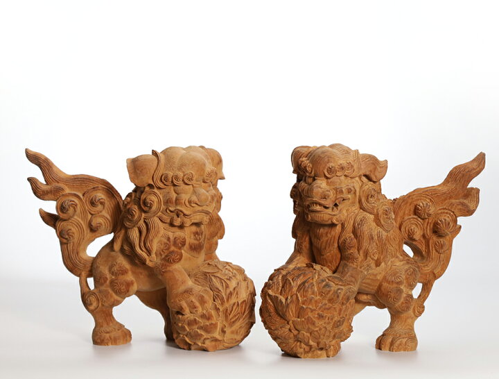 楽天市場】【総高16cm】狛犬・獅子 唐獅子 仏像 木彫り 一刀彫 / 素材 