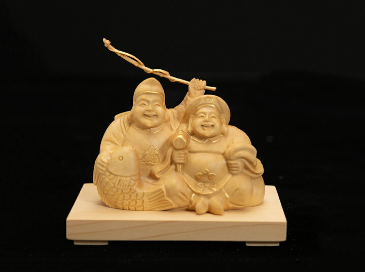 楽天市場】【横幅8cm】恵比寿大黒 木彫り 置物 一刀彫 / 素材：柘植 