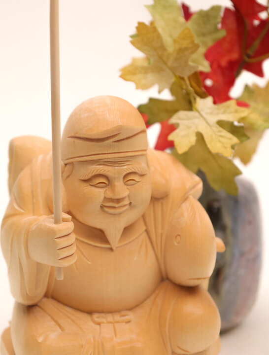 楽天市場】【総高31cm】恵比寿 木彫り 置物 一刀彫 / 材料：桧（縁起物 