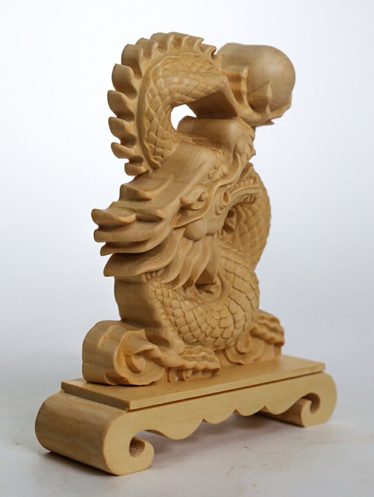 楽天市場】【総高17cm】木彫り 龍 置物 縁起物 一刀彫 / 素材：桧（竜 