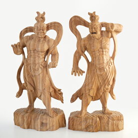 【総高31cm】仁王像（金剛力士） 仏像 木彫り 一刀彫 / 素材：欅（置物）