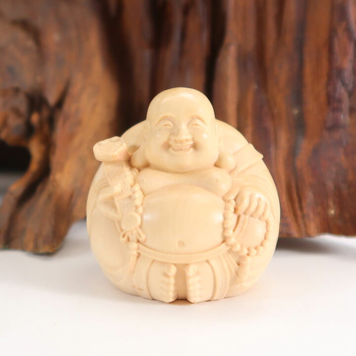 楽天市場】布袋様（ミニ） 木彫り 置物 一刀彫 / 素材：水柘植 : 津山  
