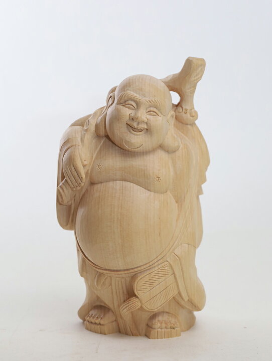 楽天市場】【総高21cm】布袋様 木彫り 置物 仕様：無垢 / 素材：桧 