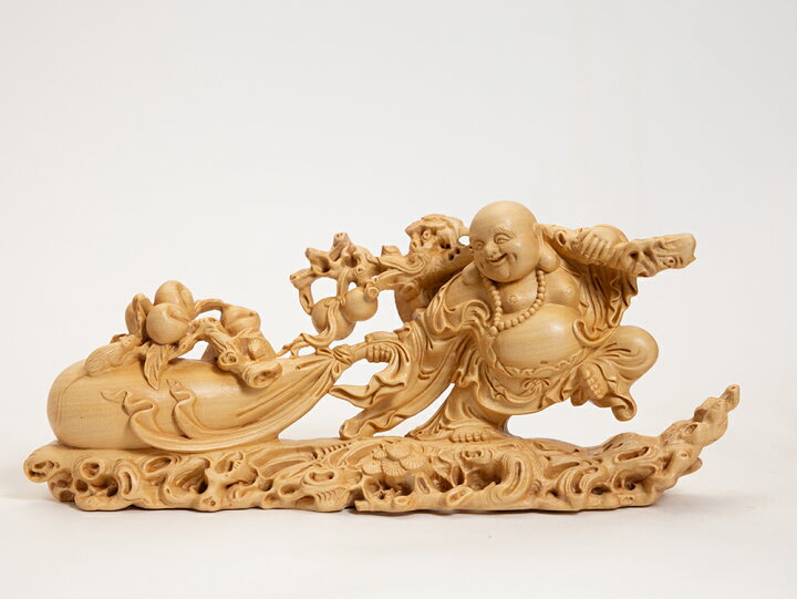 楽天市場】【横幅22cm】布袋様 木彫り 置物 一刀彫 / 素材：柘植 