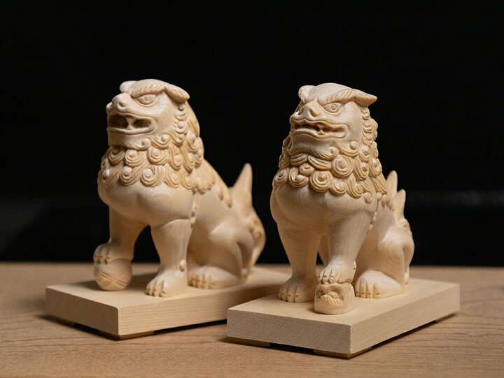 楽天市場】【総高10cm】狛犬・獅子 木彫り 仏像 一刀彫 / 素材：桧 
