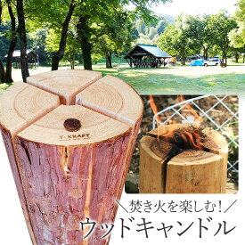 ＼スーパーSALE期間中10％OFF・6/11（木）1:59まで／【送料無料】T-KRAFT 津山銘木ウッドキャンドル（スウェーデントーチ）着火用の木くず付