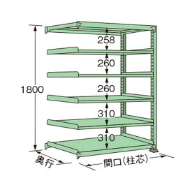 扶桑金属工業 中量ラック 900×450×1800mm グリーン MG1809M06R 1点