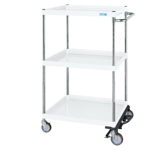 ※法人専用品※サカエ CSパールワゴン(中量タイプ/ナイロンウレタン車/フットブレーキ付) W900×D600×H1200 パールホワイト CSP-90123BRNUW 1台【2506DFD_5】