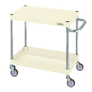 ※法人専用品※サカエ CSパールワゴン(軽量タイプ/ゴム車/H600/2段/直進安定金具付) W600×D400×H600 アイボリー CSP-6062LYI 1台【2506DFD_5】