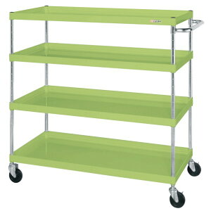 ※法人専用品※サカエ CSパールワゴン(中量タイプ/ゴム車/H1200/4段/直進安定金具付) W1000×D650×H1200 グリーン CSP-10124Y 1台【2506DFD_5】