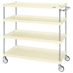 ※法人専用品※サカエ CSパールワゴン(中量タイプ/ゴム車/H1200/4段/直進安定金具付) W1200×D600×H1200 アイボリー CSP-12124YI 1台【2506DFD_5】