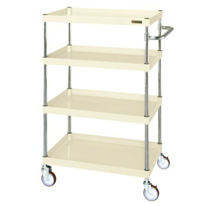 ※法人専用品※サカエ CSパールワゴン(中量タイプ/サイレントエラストマー車/4段/直進安定金具付) W750×D500×H1200 アイボリー CSP-75124YSEI 1台【2506DFD_5】