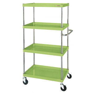 ※法人専用品※サカエ CSパールワゴン(中量タイプ/ナイロンウレタン車/H1500/4段/直進安定金具付) W750×D500×H1500 グリーン CSP-75154YNU 1台【2506DFD_5】