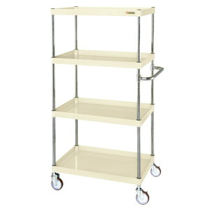 ※法人専用品※サカエ CSパールワゴン(中量タイプ/ナイロンウレタン車/4段/直進安定金具付) W900×D600×H1500 アイボリー CSP-90154YNUI 1台【2506DFD_5】