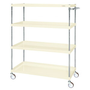 ※法人専用品※サカエ CSパールワゴン(中量タイプ/サイレントエラストマー車/4段/直進安定金具付) W1000×D650×H1500 アイボリー CSP-10154YSEI 1台【2506DFD_5】