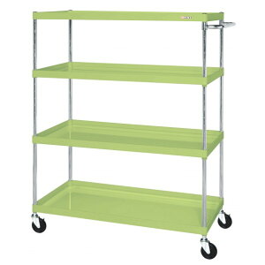 ※法人専用品※サカエ CSパールワゴン(中量タイプ/サイレントエラストマー車/4段/直進安定金具付) W1200×D600×H1500 グリーン CSP-12154YSE 1台【2506DFD_5】