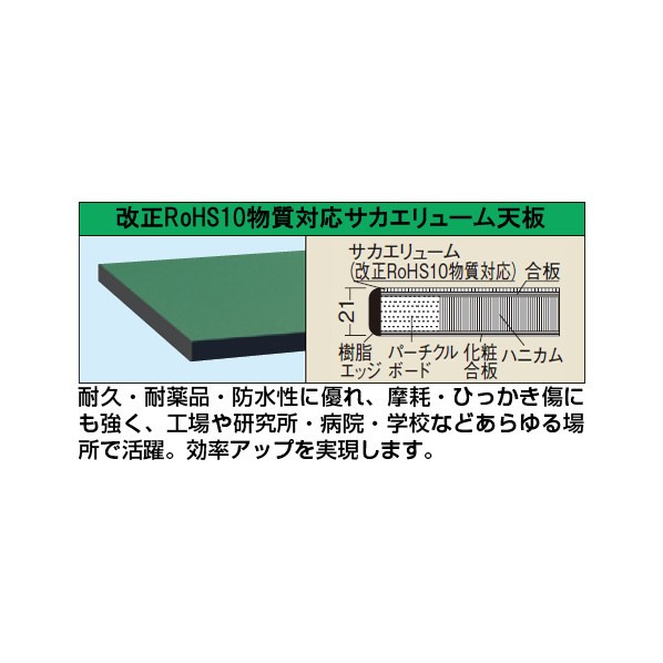 【おしゃれ】 サカエ 作業台 オプション天板(軽量用天板) W1500×D750×H21mm KK-1575FTEC 1個