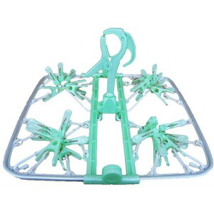 オーエ 洗濯ハンガー アルモア スマート 角ハンガー ピンチ24個付 グリーン