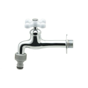 GAONA ネジ口金付き胴長横水栓 (ガーデン用 おしゃれ) GA-RA014 1個