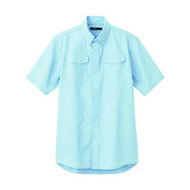 アイトス メンズ半袖オックスボタンダウンシャツ(両ポケットフラップ付)AZ7878-007サックスM M 007サックス 7878