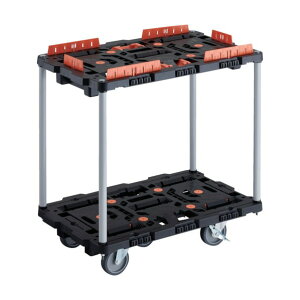 トラスコ 連結式樹脂製2段台車 ビートル 700X450 自在5輪 内2輪ストッパー付 柵 とめたろう付 ハンドルなし BT720KJ5S2-E100T 1点