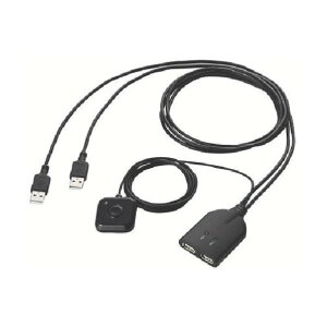 �G���R�� USB�Ή��P�[�u����̌^�L�[�{�[�h�E�}�E�X�p�p�\�R���ؑ֊�u���b�N KM-A22BBK 1