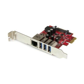 STARTEC.COM社 USB増設 PCIeカード/3x USB-A + GbE/5Gbps/SATA電源/インターフェースボード PEXUSB3S3GE 1個
