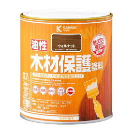 カンペハピオ 油性木材保護塗料（木目を活かした半透明着色仕上）屋外木部専用塗料 防虫、防腐、防カビ 119×121 ウォルナット 00247643571007 1缶