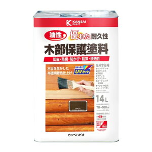 カンペハピオ 油性木部保護塗料(木目を活かした半透明着色仕上)屋外木部専用塗料 防虫、防腐、防カビ 238×238×350 パリサンダ 00237643541140 1缶