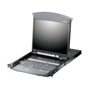 ATEN Over IP KVM�h�����[ 8�|�[�g/19�C���`LCD/Cat5/�f���A���X���C�h/�����O���[�� KL1508AINJJL 1�_