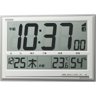リズム時計工業 電波壁掛け・置き時計 温湿度計付き 279x407x24mm シルバー 8RZ199-019 1