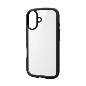 iPhone16�p�^�t�X�������C�g�P�[�X �t���[���J���[ �w�ʃK���X �X�g���b�v�V�[�g�t �u���b�N �u���b�N PM-A24ATSLFCGBK