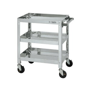 サカエ ステンレススーパーワゴン(SUS430/ねじ込み式導電性ゴム車/スチール金具仕様) SAS4-7473DC 1台【2506DFD_5】