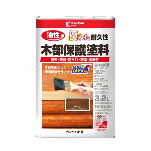 カンペハピオ 油性木部保護塗料 油性(木目を生かした半透明着色仕上げ) 169×104×252(mm) チーク 1缶 x 4点