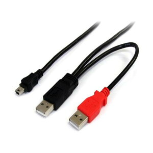 USB 2.0�P�[�u��/2x Type-A - Mini-B/90cm/����P�[�u��/�u���b�N/Y��W�P�[�u�� USB2HABMY3 1�{