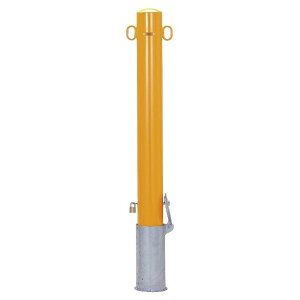 帝金 帝金バリカー ピラー型 φ101.6 スチール製 脱着式鍵付 片フック φ101.6×H85 白色 54-PK 片フック 1組