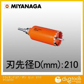 ミヤナガ 乾式ドライモンドコアドリル/ポリクリックシリーズストレートシャンクセット品 210mm PCD210